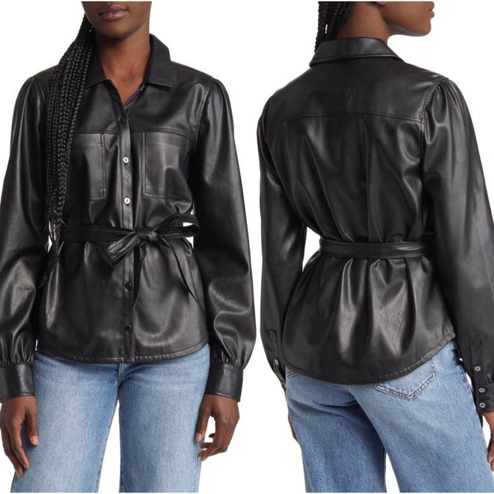 Paige Belize Faux Leather Shacket Size XS - Picture 4 of 16